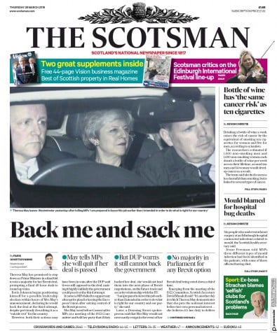 The Scotsman Newspaper Front Page (UK) for 28 March 2019