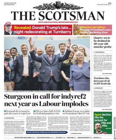 The Scotsman Newspaper Front Page (UK) for 28 May 2019