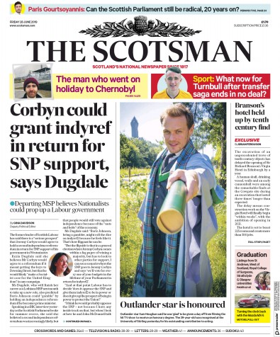 The Scotsman Newspaper Front Page (UK) for 28 June 2019