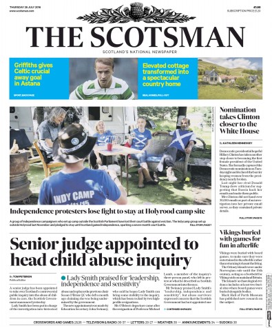 The Scotsman Newspaper Front Page (UK) for 28 July 2016
