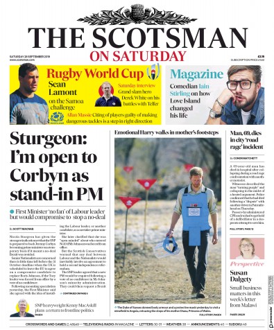 The Scotsman Newspaper Front Page (UK) for 28 September 2019