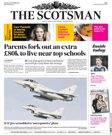 The Scotsman Newspaper Front Page (UK) for 29 October 2016