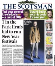 The Scotsman (UK) Newspaper Front Page for 29 December 2012