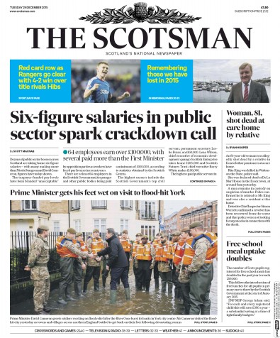 The Scotsman Newspaper Front Page (UK) for 29 December 2015