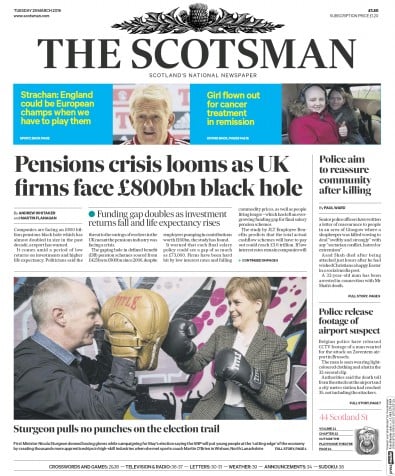 The Scotsman Newspaper Front Page (UK) for 29 March 2016