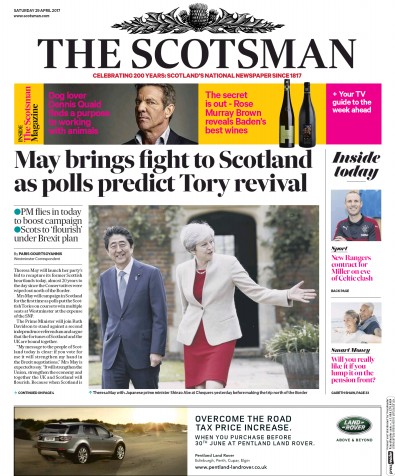 The Scotsman Newspaper Front Page (UK) for 29 April 2017