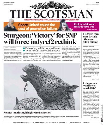 The Scotsman Newspaper Front Page (UK) for 29 May 2017