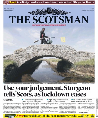 The Scotsman Newspaper Front Page (UK) for 29 May 2020