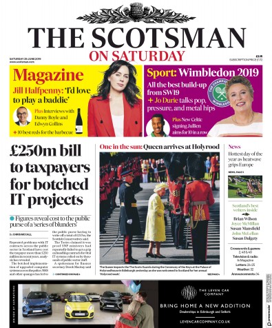 The Scotsman Newspaper Front Page (UK) for 29 June 2019