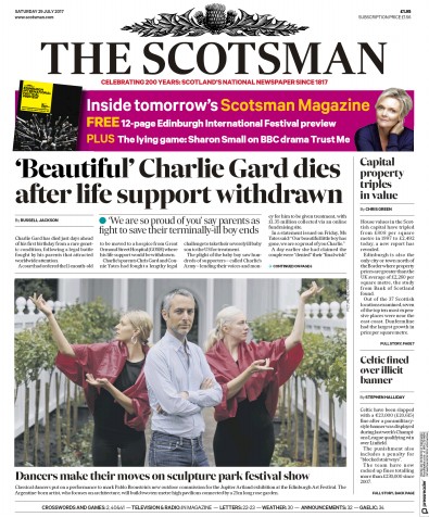 The Scotsman Newspaper Front Page (UK) for 29 July 2017