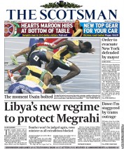 The Scotsman (UK) Newspaper Front Page for 29 August 2011