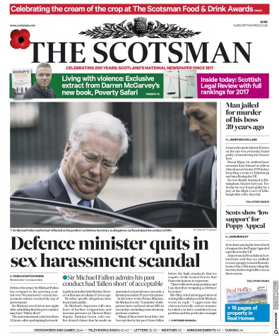 The Scotsman Newspaper Front Page (UK) for 2 November 2017