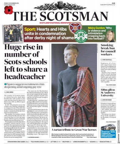 The Scotsman Newspaper Front Page (UK) for 2 November 2018