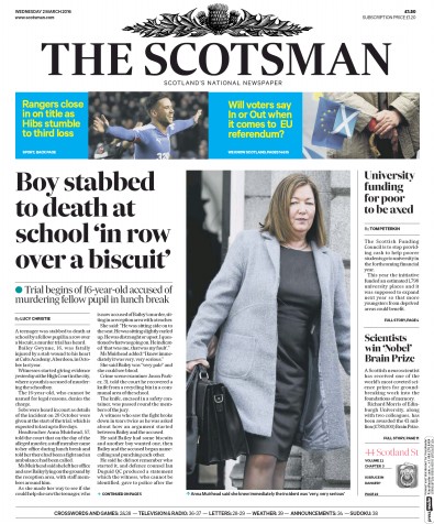 The Scotsman Newspaper Front Page (UK) for 2 March 2016