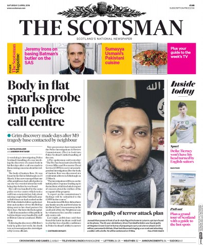 The Scotsman Newspaper Front Page (UK) for 2 April 2016