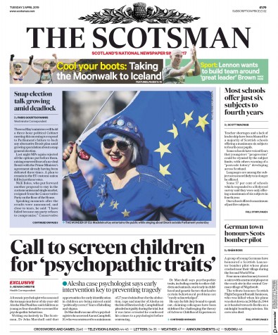 The Scotsman Newspaper Front Page (UK) for 2 April 2019