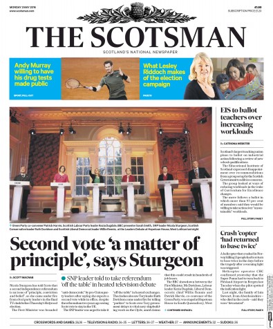 The Scotsman Newspaper Front Page (UK) for 2 May 2016