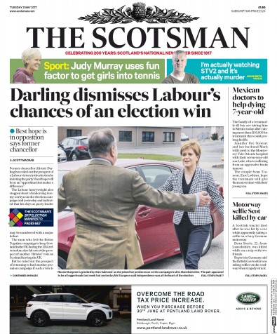 The Scotsman Newspaper Front Page (UK) for 2 May 2017