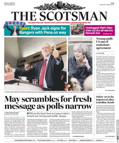 The Scotsman Newspaper Front Page (UK) for 2 June 2017