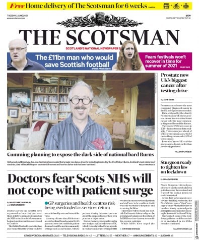 The Scotsman Newspaper Front Page (UK) for 2 June 2020