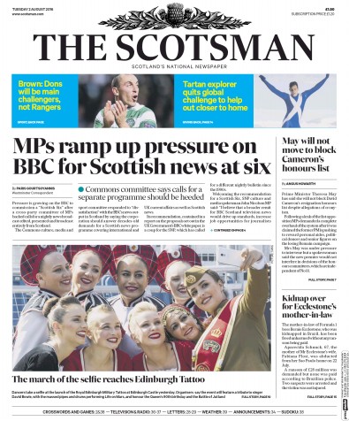 The Scotsman Newspaper Front Page (UK) for 2 August 2016
