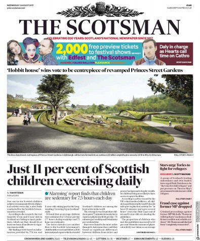 The Scotsman Newspaper Front Page (UK) for 2 August 2017