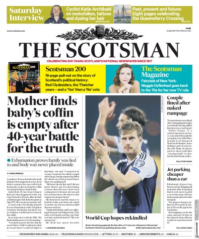 The Scotsman Newspaper Front Page (UK) for 2 September 2017