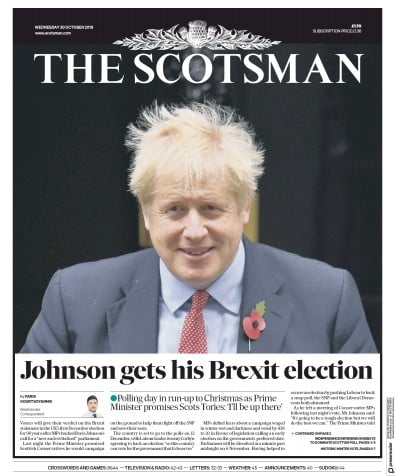 The Scotsman Newspaper Front Page (UK) for 30 October 2019