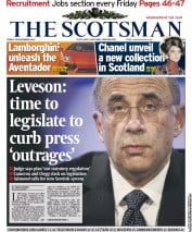 The Scotsman (UK) Newspaper Front Page for 30 November 2012