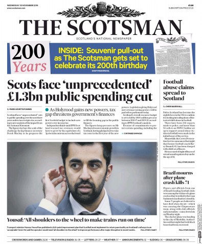 The Scotsman Newspaper Front Page (UK) for 30 November 2016