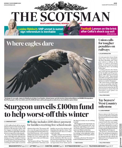 The Scotsman Newspaper Front Page (UK) for 30 November 2020