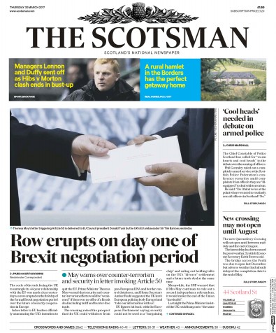 The Scotsman Newspaper Front Page (UK) for 30 March 2017