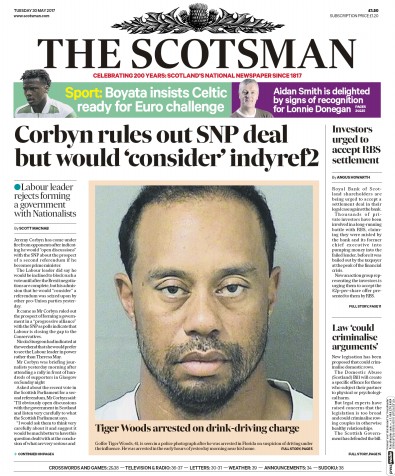 The Scotsman Newspaper Front Page (UK) for 30 May 2017