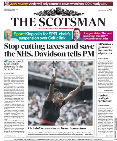 The Scotsman Newspaper Front Page (UK) for 30 May 2018