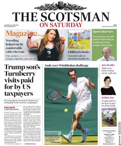The Scotsman Newspaper Front Page (UK) for 30 June 2018