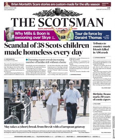 The Scotsman Newspaper Front Page (UK) for 30 July 2018