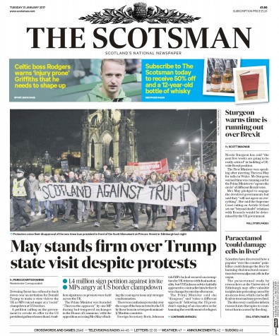The Scotsman Newspaper Front Page (UK) for 31 January 2017