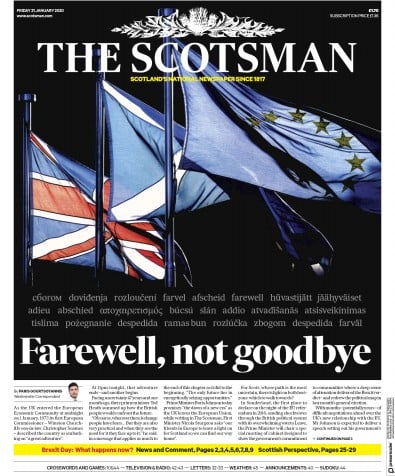 The Scotsman Newspaper Front Page (UK) for 31 January 2020