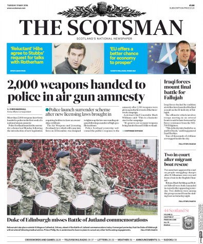 The Scotsman Newspaper Front Page (UK) for 31 May 2016