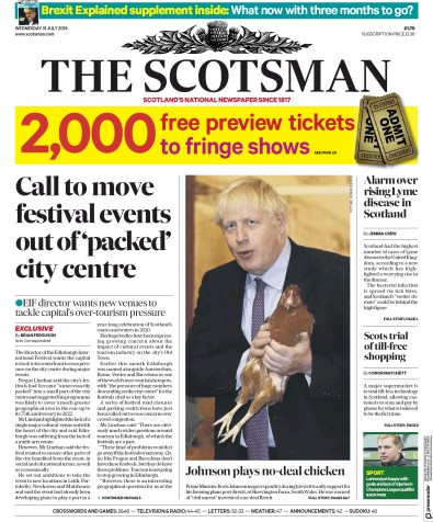The Scotsman Newspaper Front Page (UK) for 31 July 2019