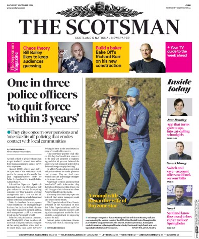 The Scotsman Newspaper Front Page (UK) for 3 October 2015