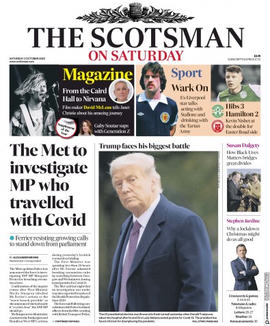 The Scotsman Newspaper Front Page (UK) for 3 October 2020