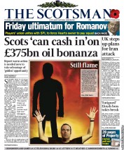 The Scotsman Newspaper Front Page (UK) for 3 November 2011