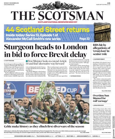The Scotsman Newspaper Front Page (UK) for 3 December 2018