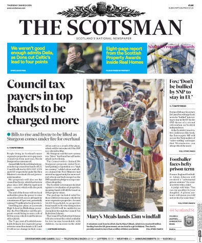 The Scotsman Newspaper Front Page (UK) for 3 March 2016