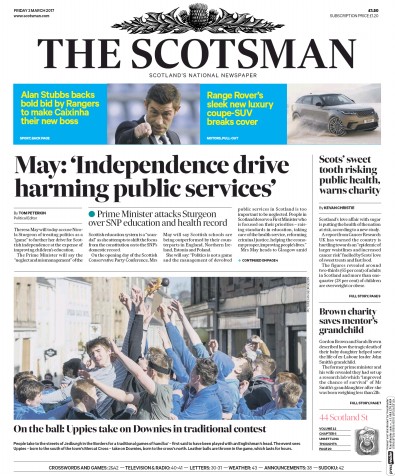 The Scotsman Newspaper Front Page (UK) for 3 March 2017