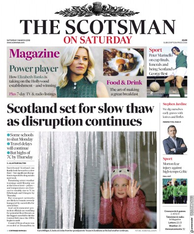 The Scotsman Newspaper Front Page (UK) for 3 March 2018