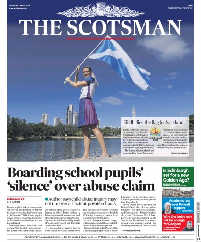 The Scotsman Newspaper Front Page (UK) for 3 April 2018