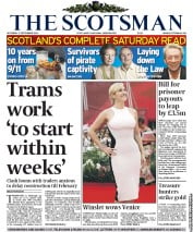 The Scotsman Newspaper Front Page (UK) for 3 September 2011