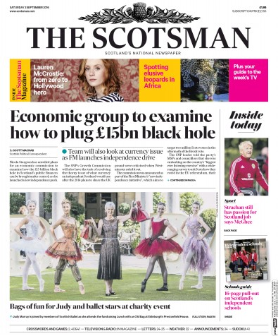 The Scotsman Newspaper Front Page (UK) for 3 September 2016